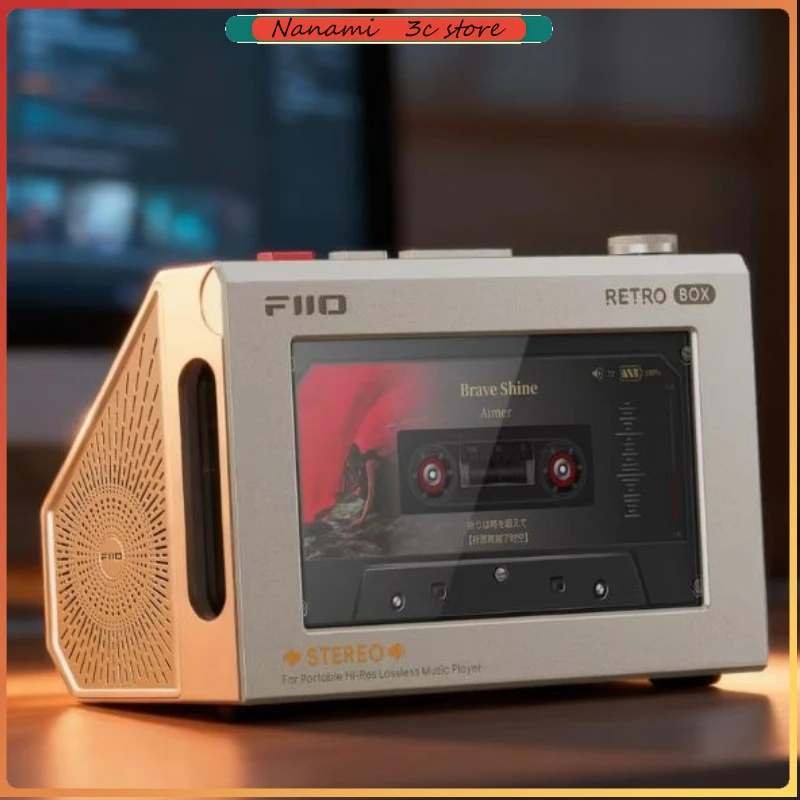FiiO RETRO BOX Estéreo Bluetooth Estilo Cassete com Suporte a Decodificação LDAC USB, Janela de Cassete para Caixas de Som Bluetooth M33/M21