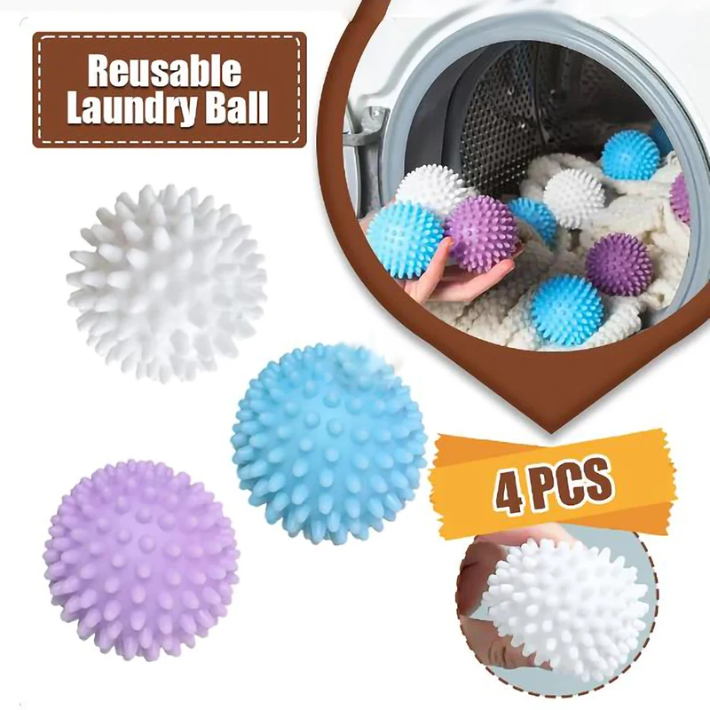 4 pçs pvc secador bola reutilizável lavanderia bola máquina de lavar secagem tecido amaciante bola para casa roupas ferramenta limpeza accessrices
