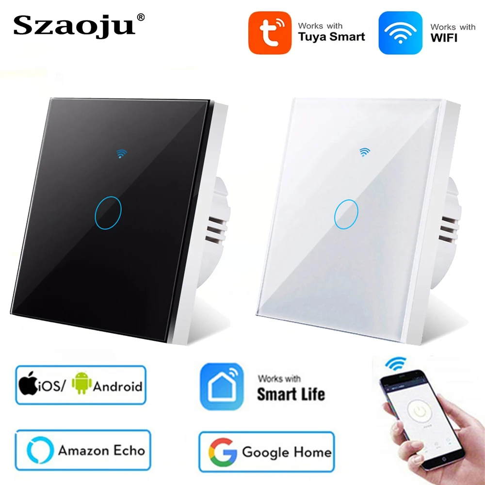 Interruptor de Luz Inteligente WiFi Tuya Smart Life com Controle Remoto via App, Sem Fio Neutro, 110V 220V, Compatível com Alexa e Google Home