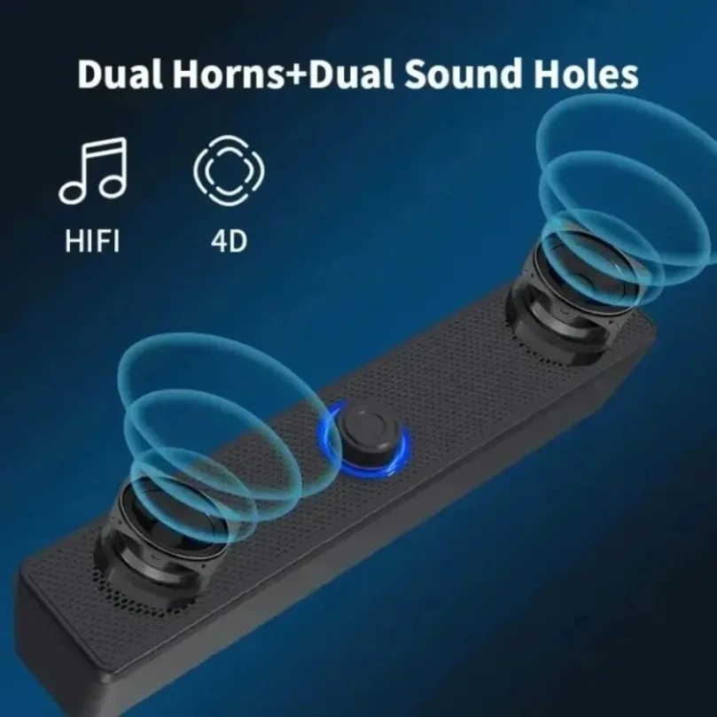 Soundbar Bluetooth Sem Fio e com Fio para PC, TV, Laptop, Jogos, Home Theater - Sistema de Áudio Surround Alimentado por USB