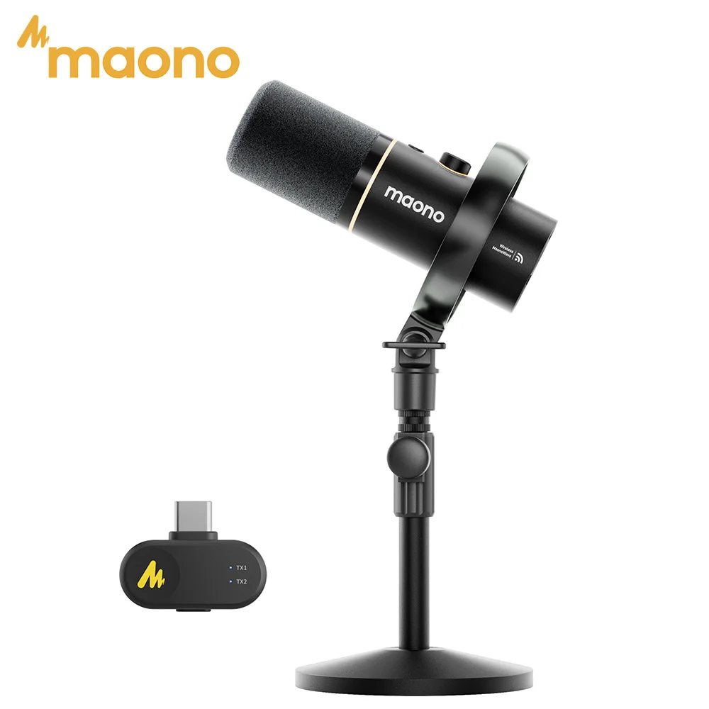 Microfone Híbrido Sem Fio MAONO PD200W para PC/Celular/Câmera, Microfone Dinâmico XLR/USB para Streaming, Gravação e Criação de Conteúdo Microfone Híbrido Sem Fio MAONO PD200W para PC/Celular/Câmera, Microfone Dinâmico XLR/USB para Streaming, Gravação e Criação de Conteúdo