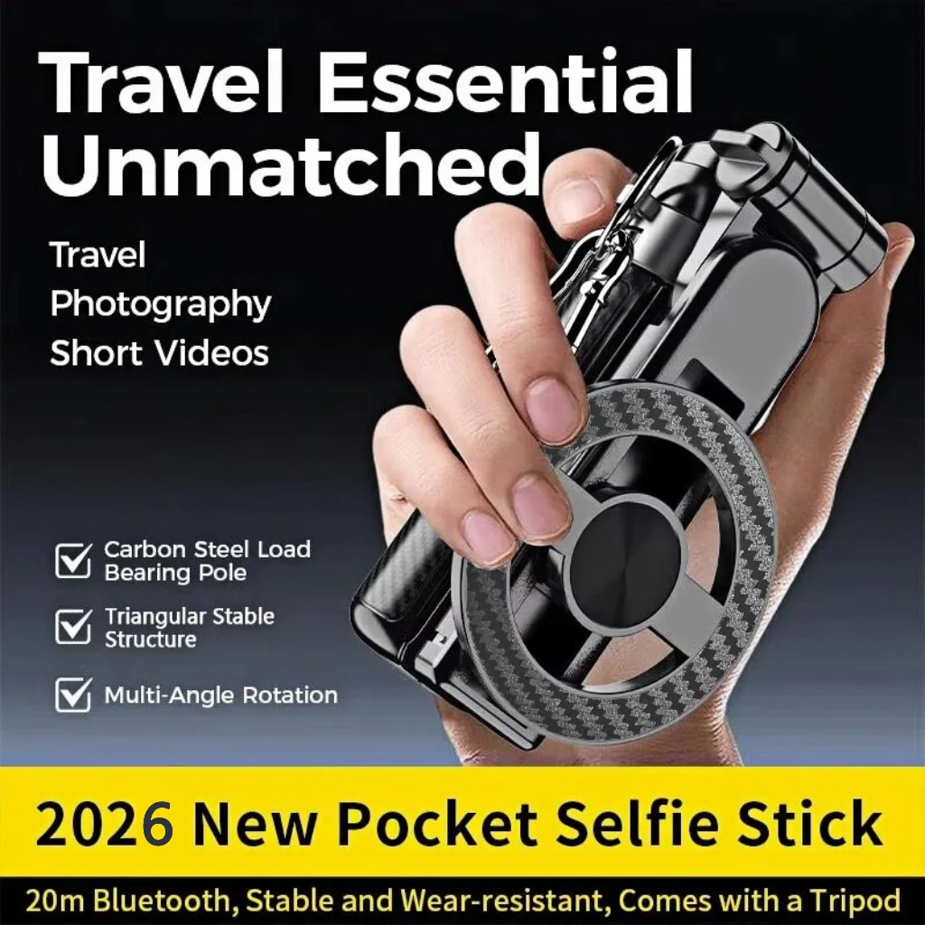 Mini bastão de selfie magnético multifuncional 4 em 1 com 360 ° Suporte magnético para telefone com controle Bluetooth sem fio de rotação