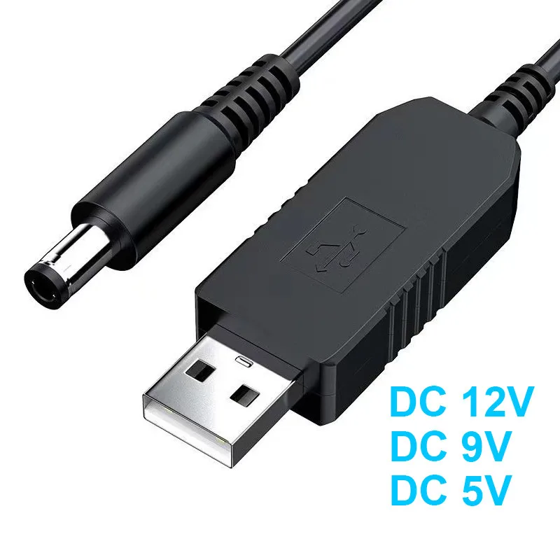 Cabo de alimentação USB DC 5V para 12V 9V 5.5*2.1mm para roteador, modem WIFI, ventilador, adaptador, módulo conversor de aumento de tensão USB via Powerbank
