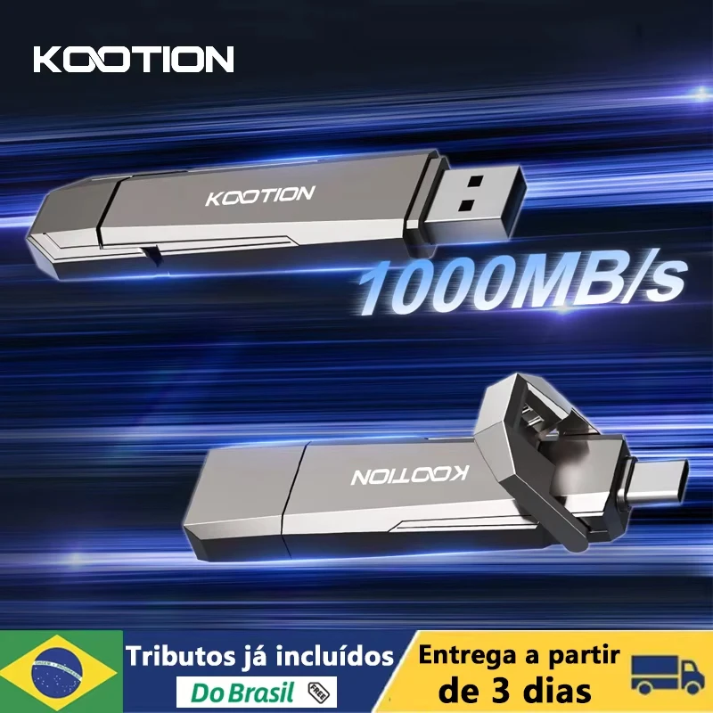 KOOTION U52 Tipo C USB 3.2 Unidade Flash externa de estado sólido 1 TB 512 GB 256 GB Pendrive portátil para PC Laptop iPhone 16 Tablet