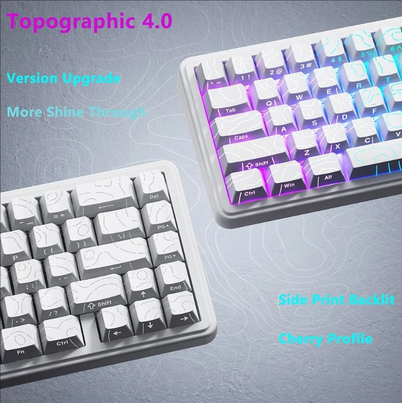 Teclas topográficas versão 4.0 brilham através de 97/130 teclas pbt cereja perfil impressão lateral retroiluminado para teclado mecânico mx gamer