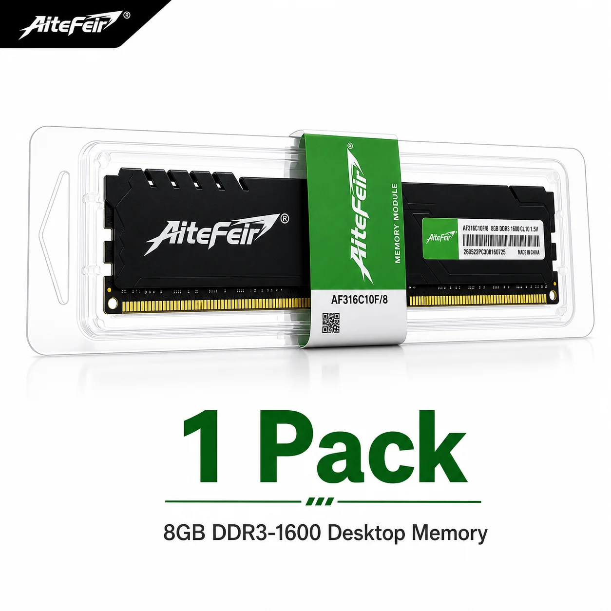 Memória RAM AiteFeir DDR3 para Desktop (8GB/4GB, 1333MHz/1600MHz, 240 pinos, 1,5V, DIMM, PC3-12800U/PC3-10600U)