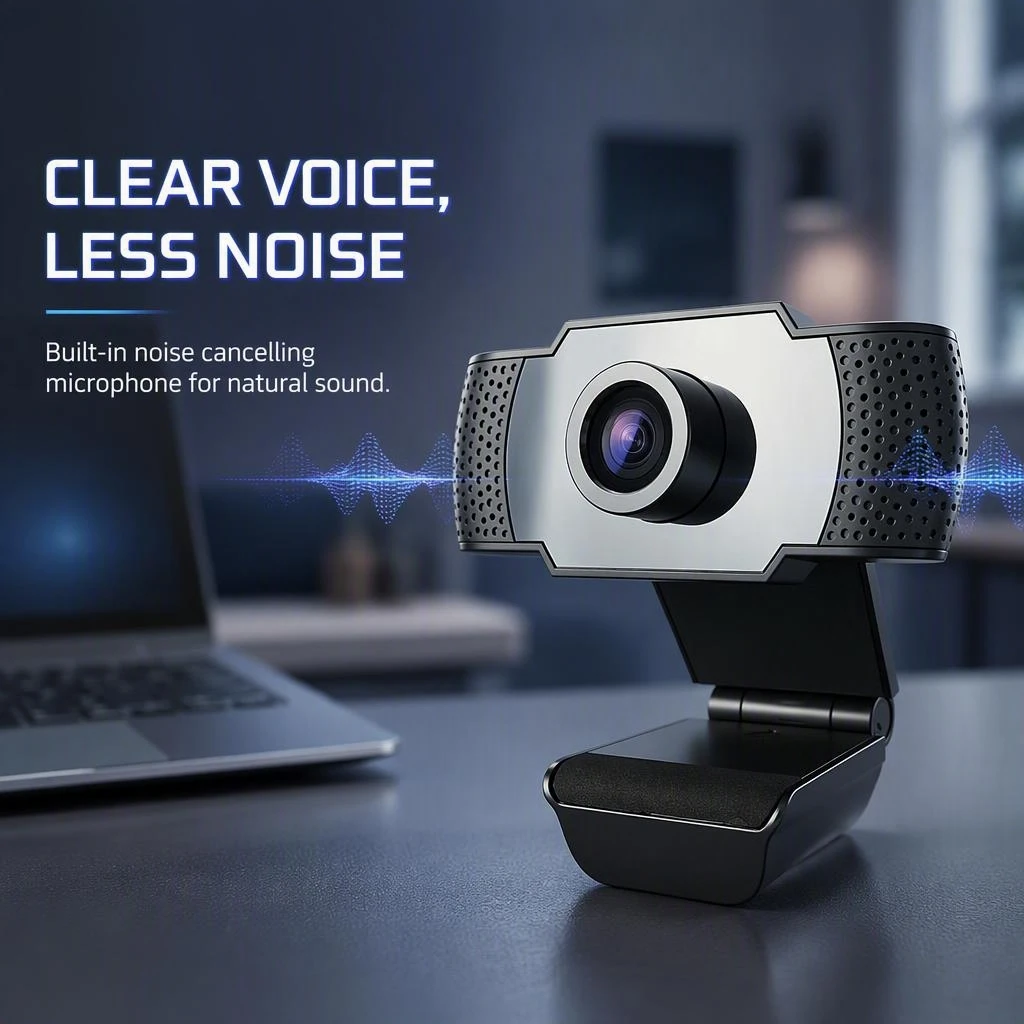 Webcam Full HD 1080P com microfone integrado, câmera USB para PC, Mac, laptop e computador de mesa, plug and play.