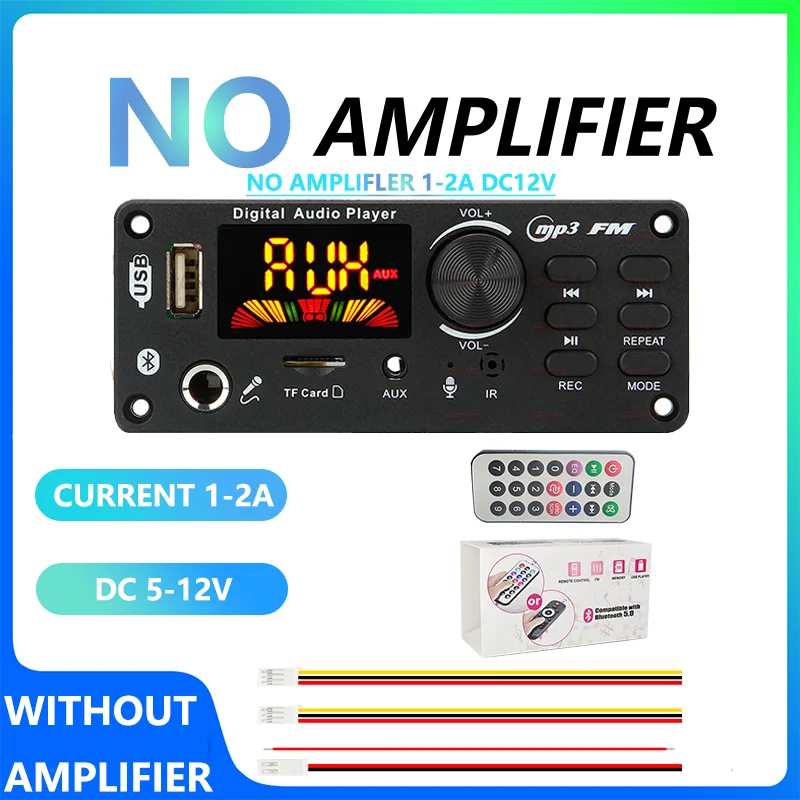 Dc 12v bluetooth 5.0 mp3 wma wav ape placa decodificadora mãos-livres microfone de áudio do carro usb tf rádio fm mp3 leitor de música alto-falante