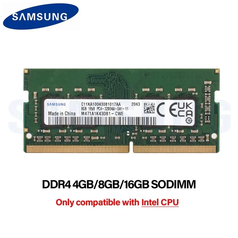 Memória RAM Samsung DDR4 para Laptop 4GB 8GB 16GB 1.2V 3200MHz 2666MHz 2400MHz 2133MHz 260 pinos Sodimm para CPU Intel