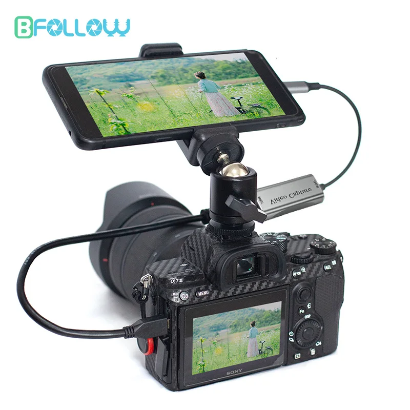 Placa de Captura de Vídeo HD BFOLLOW para Celular/Tablet Android como Monitor de Câmera, Adaptador de Campo para Pré-visualização Externa para Filmadoras e Criadores de Conteúdo