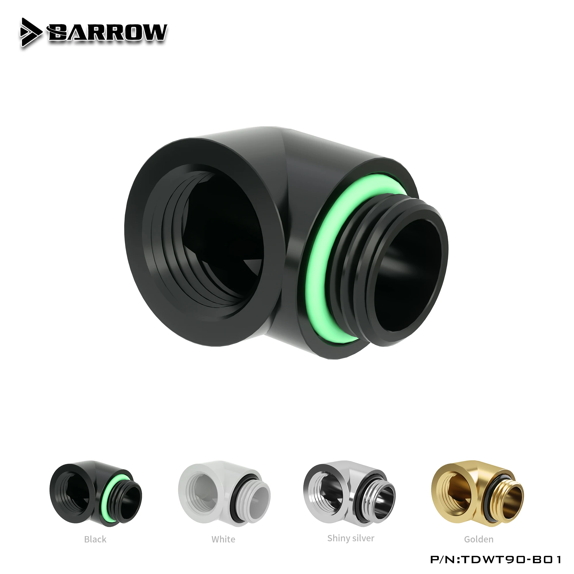 Carrinho de mão TDWT90-B01 pc resfriamento de água invertendo encaixe 90 graus macho para fêmea tubo conector adaptador refrigerador de água dissipador de calor