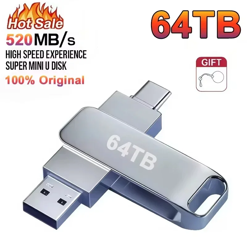 Novo Pen Drive USB 3.2 de Alta Velocidade 520MB/s 2 em 1 Tipo C OTG à Prova d'Água com Grande Armazenamento para Celular, Computador e PC Novo Pen Drive USB 3.2 de Alta Velocidade 520MB/s 2 em 1 Tipo C OTG à Prova d'Água com Grande Armazenamento para Celular, Computador e PC