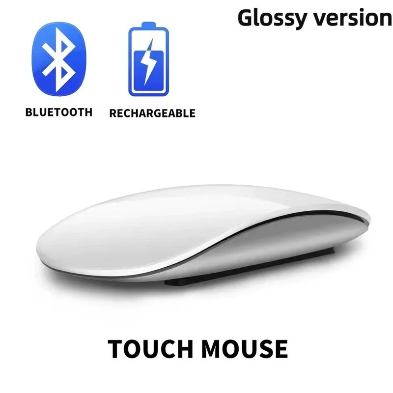 Mouse Bluetooth Recarregável Ultra-Fino Brilhante Sem Fio Sensível ao Toque Silencioso para Laptop, PC, Tablet e Escritório