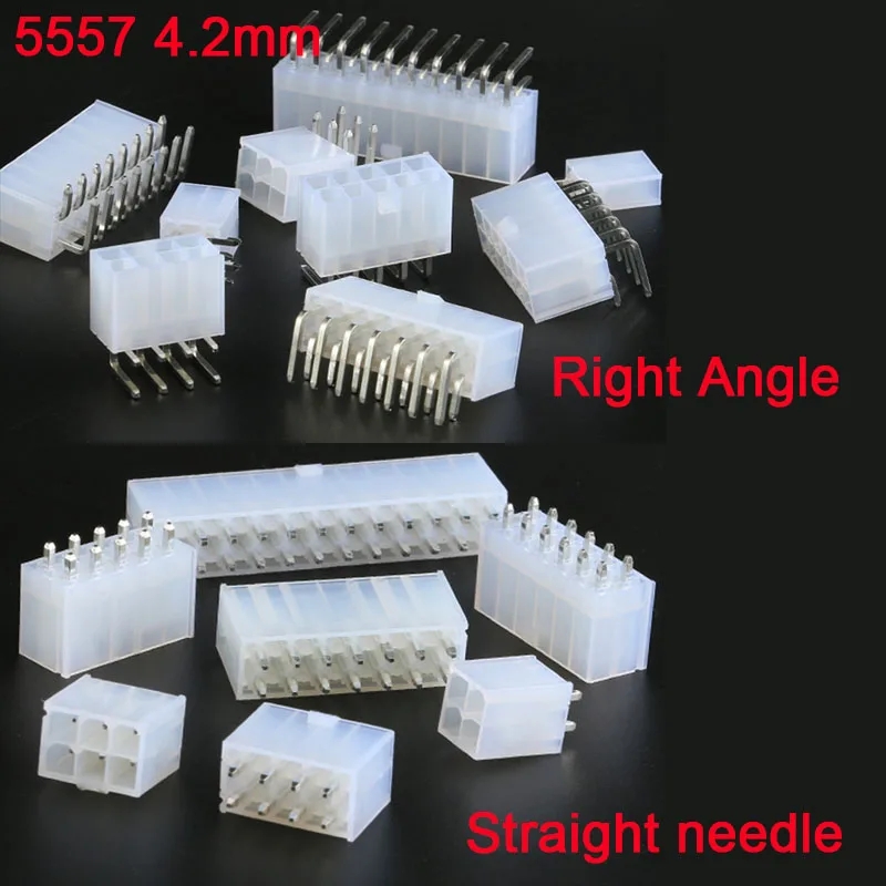 10 unidades 5569 para 5557, conector de fiação automotiva de 4,2 mm, fêmea reta em ângulo reto, 4-12 pinos, para placa de vídeo de PC/computador.