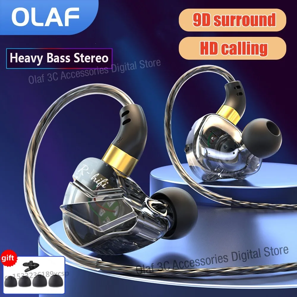 Fones de ouvido com fio OLAF, conector de 3,5 mm, plugue tipo C, fones de ouvido intra-auriculares com graves HIFI, headset gamer, fones de ouvido com microfone para Xiaomi, Huawei, Samsung.