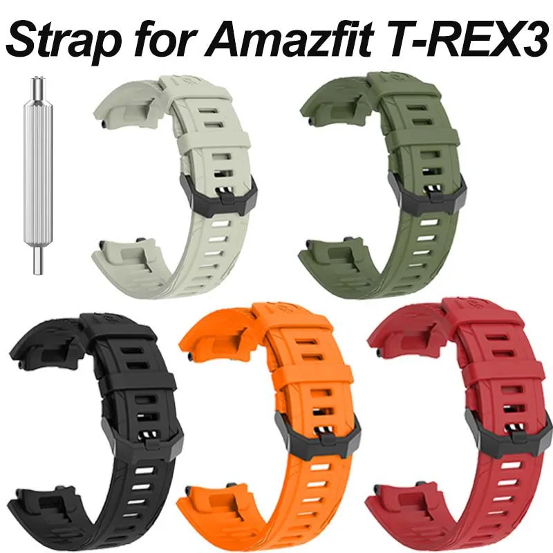 Pulseira de Silicone para Relógio Inteligente Amazfit T-REX 3, Faixa Esportiva T-Rex3 com Ferramenta de Ajuste