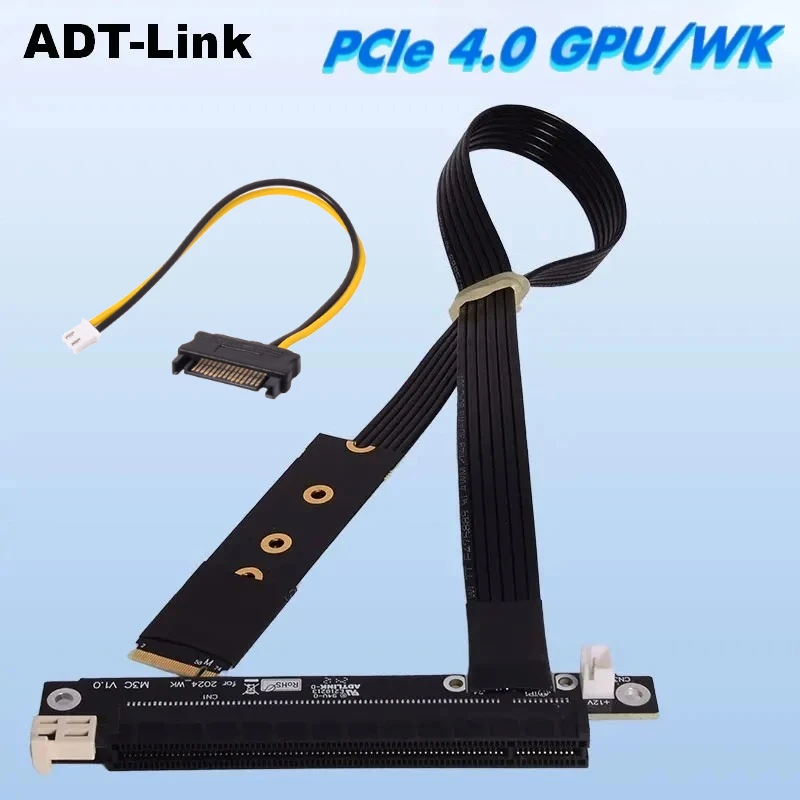 Adaptador GPU/WK M.2 NVMe para PCIe 4.0 X16, Adaptador Riser Gen4 X1, Cabo Jumper para Mineração BTC, Placa de Vídeo Gráfica GPU GTX RTX NVIDIA AMD