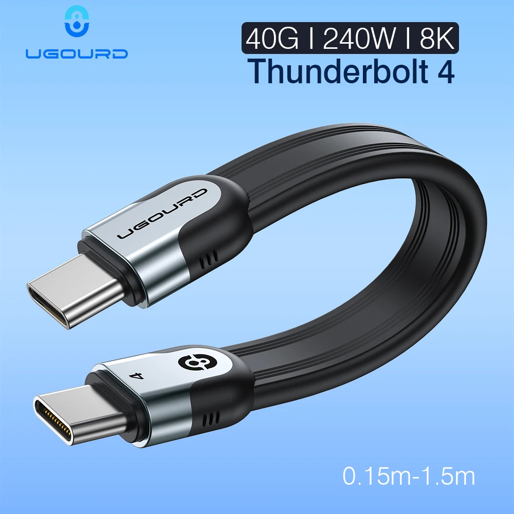 Ugourd 40gbps thunderbolt 4 usb c cabo de função completa plana usb4 data cabo 0.15m 1m 8k pd 240w cabo para thunderbolt3 iphone ssd Ugourd 40gbps thunderbolt 4 usb c cabo de função completa plana usb4 data cabo 0.15m 1m 8k pd 240w cabo para thunderbolt3 iphone ssd