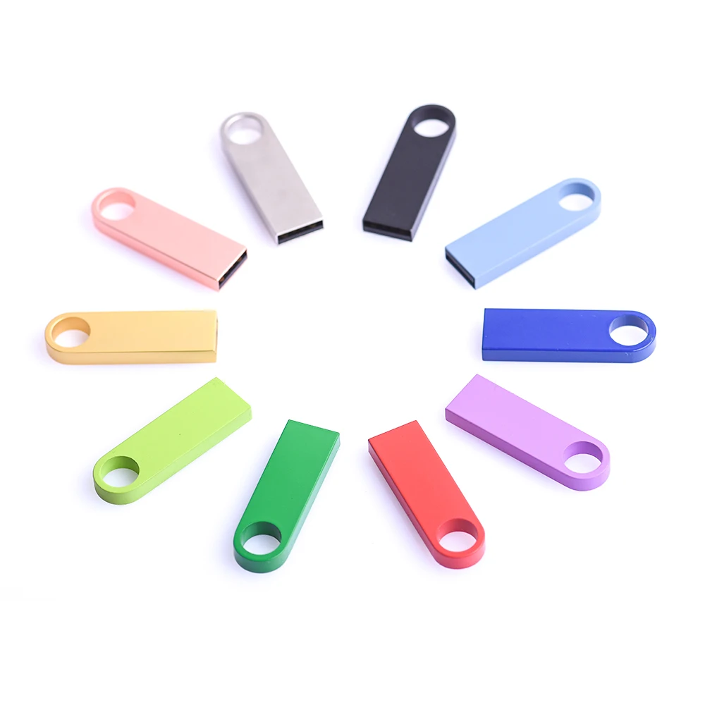 Unidade flash usb de metal colorido 128gb 64gb 32gb pen drive 16gb 8g 4gb 128m pendrive chaveiro grátis memória vara negócios criativos