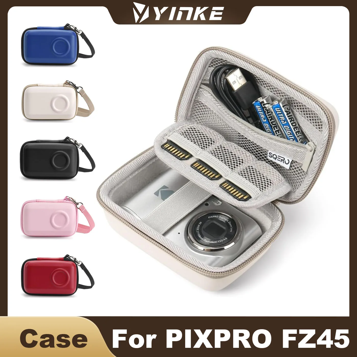 Estojo para câmera digital para KODAK PIXPRO FZ55/FZ45 e CAMKORY 1080P - Bolsa de viagem compacta com 3 compartimentos para cartão SD, bolsa pequena e leve Estojo para câmera digital para KODAK PIXPRO FZ55/FZ45 e CAMKORY 1080P - Bolsa de viagem compacta com 3 compartimentos para cartão SD, bolsa pequena e leve