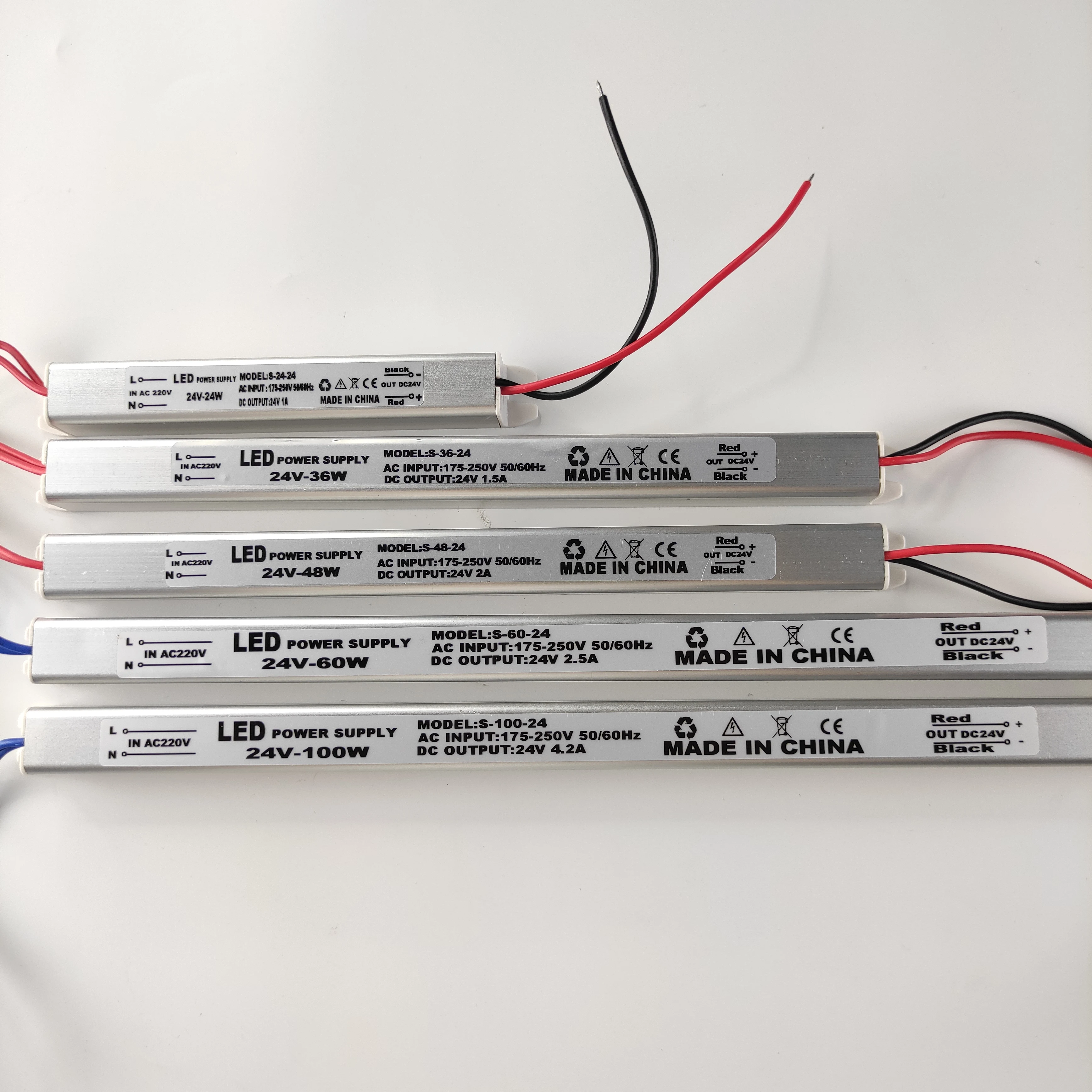 Fonte de alimentação de driver de led 12v 24v 220v, transformador de iluminação de driver de led de comutação 24w 36w 48w 60w 100w para luz led
