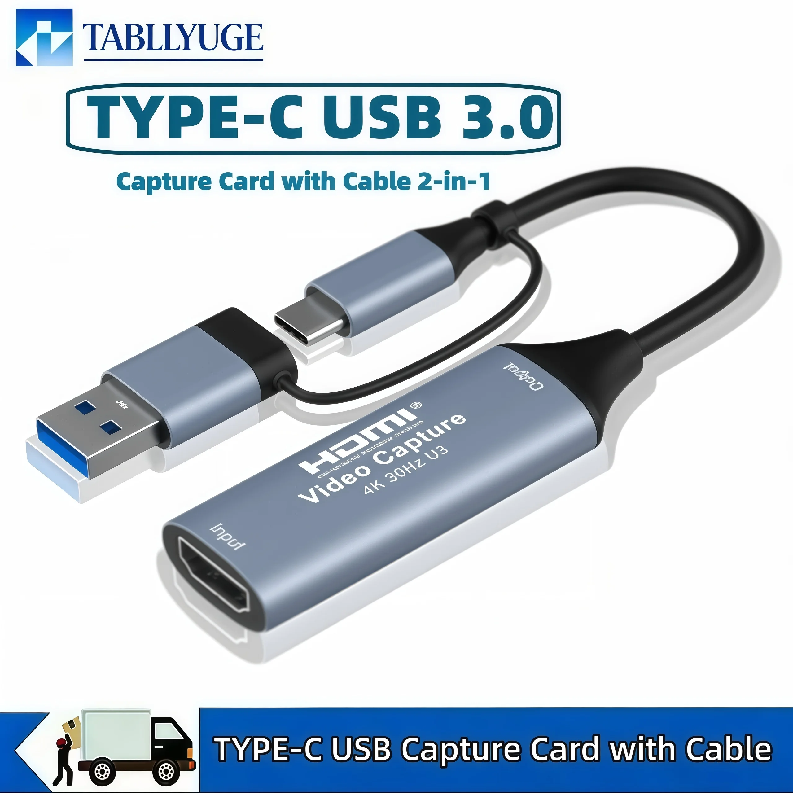 Placa de Captura de Vídeo HDMI para USB/USB-C, Placa de Captura de Streaming 1080P 60fps para Gravação de Jogos, Compatível com Windows, Quest 3, Switch, OBS, PS Placa de Captura de Vídeo HDMI para USB/USB-C, Placa de Captura de Streaming 1080P 60fps para Gravação de Jogos, Compatível com Windows, Quest 3, Switch, OBS, PS