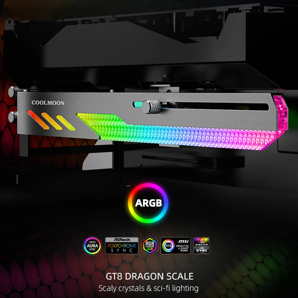 Personalizado Horizontal Placa Gráfica Suporte, Suporte De Placa De Vídeo, Caso Desktop PC, DIY Acessórios, ARGB GPU Titular VGA, GT8, 5V, 3Pin
