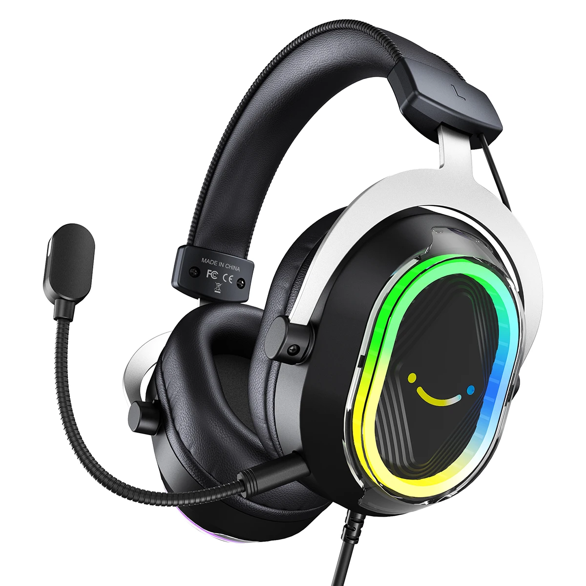 Fone de ouvido para jogos FIFINE H13 RGB com placa de som dupla e som surround 7.1 para streaming, controles em linha, plug & play para PC/PS5