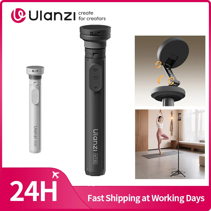 Ulanzi MT-85 Tripé de telefone automático Magsafe Selfie Stick para iPhone 17 16 15 Pop Tripé aberto Suporte de chão para viagens ao ar livre Vlog