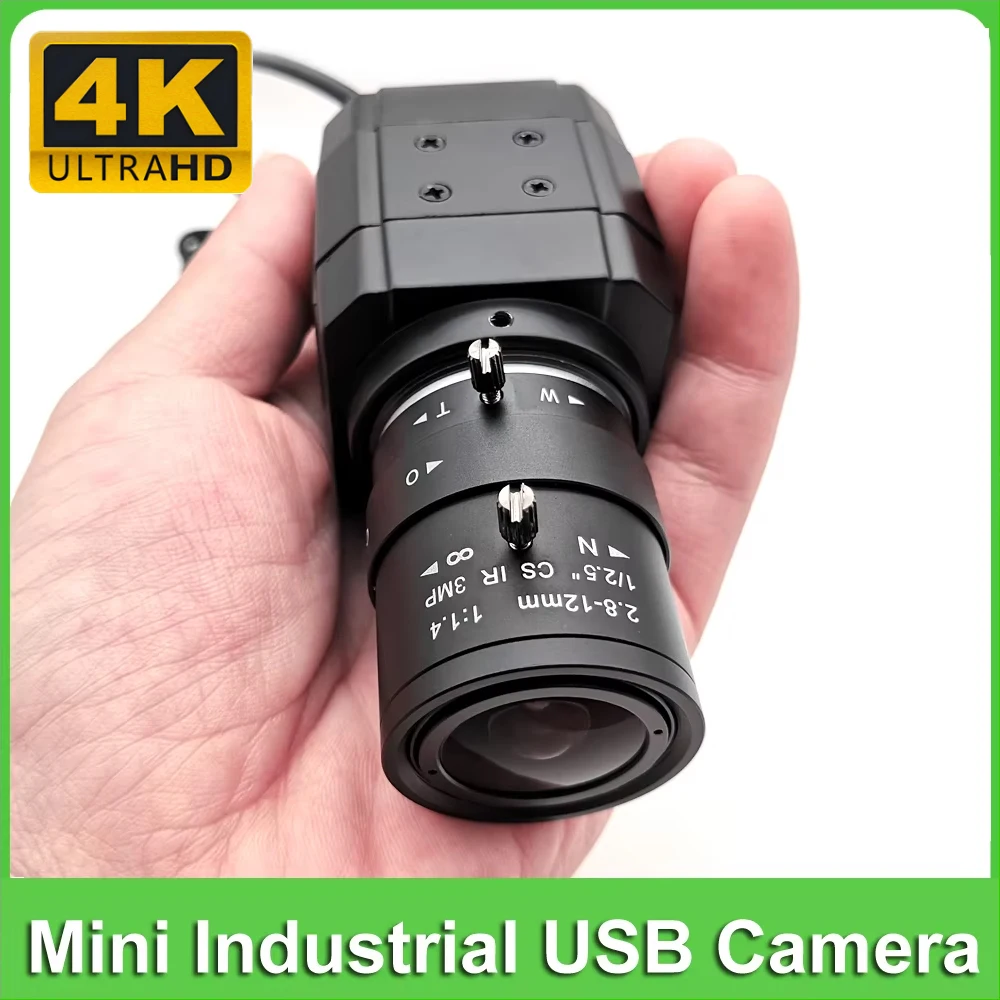 Full hd 4k 8mp 30fps usb mini caixa de metal webcam uvc otg pc 2k 4mp 5-50mm lente varifocal câmera de vídeo usb para ensino ao vivo