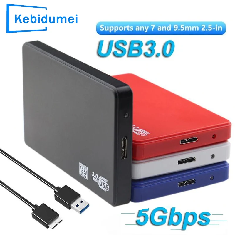 Caixa Externa para HDD SATA de 2.5" para USB3.0, Cases de Disco Rígido Móvel para Armazenamento Externo SSD, Caixa para HDD com Cabo USB3.0 em ABS para PC e Laptop