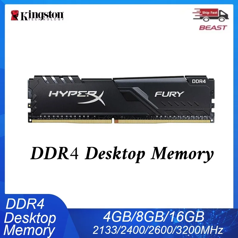 Memória RAM Kingston DDR4 para Desktop, Memória para Computador Gamer 4GB 8GB 16GB, 3200MHz 2666MHz 2400MHz 2133, Memória DIMM de Alto Desempenho