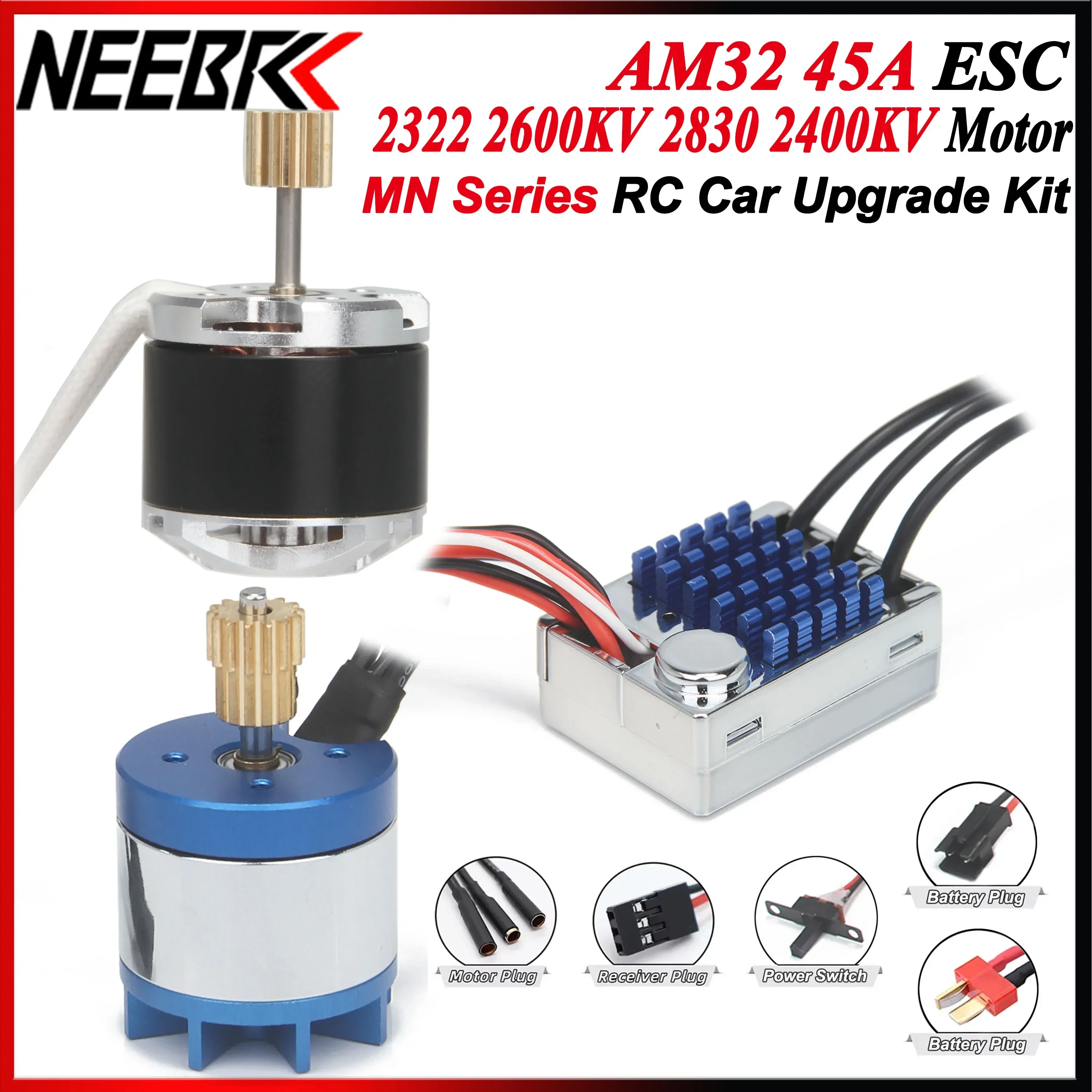 2322 2600KV 2830 2400KV Motor sem escova AM32 45A ESC SM3.0/T Plug para 1/12 RC Car Crawler MN99 MN168 MN78 MN86 MN128 Kit de atualização