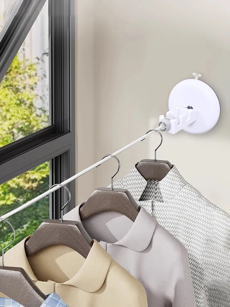 Ventosa de parede secador de roupa corda de lavagem retrátil janela varal para apartamento viagem lavanderia linha cabide rack