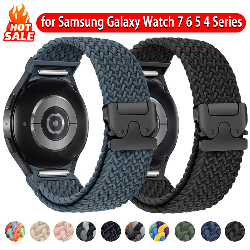 Banda de pára-quedas para samsung galaxy watch 7 6 5 4 fe 40mm 44mm/5 pro 45mm trançado correa pulseira watch6 clássico 47mm 43mm cinta
