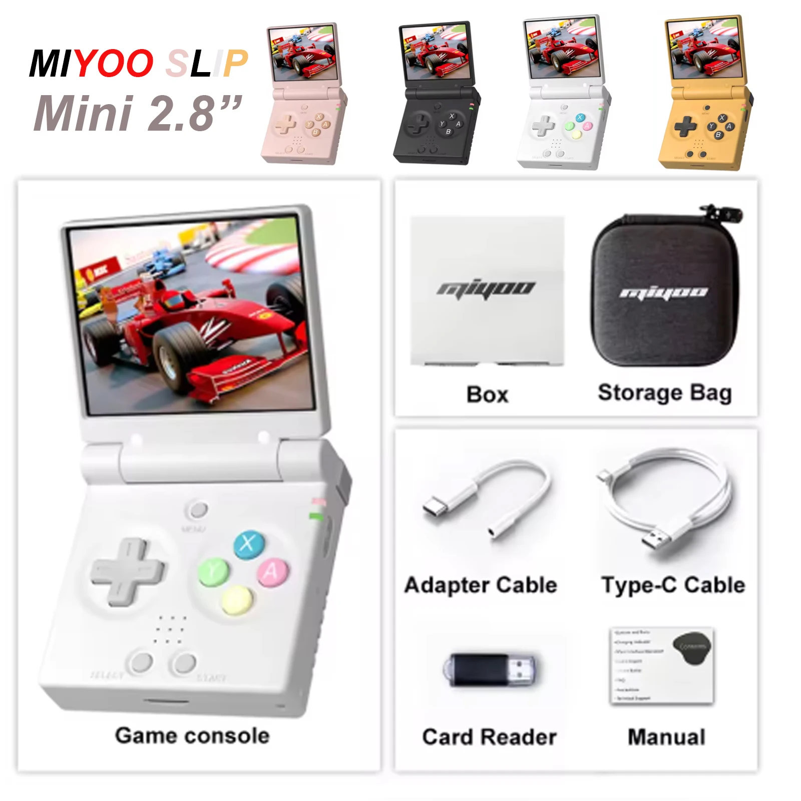 Console de Jogo Retro Portátil MIYOO Mini Flip com Nova Tela IPS de 2.8'' e Emulador de Jogos Clássicos