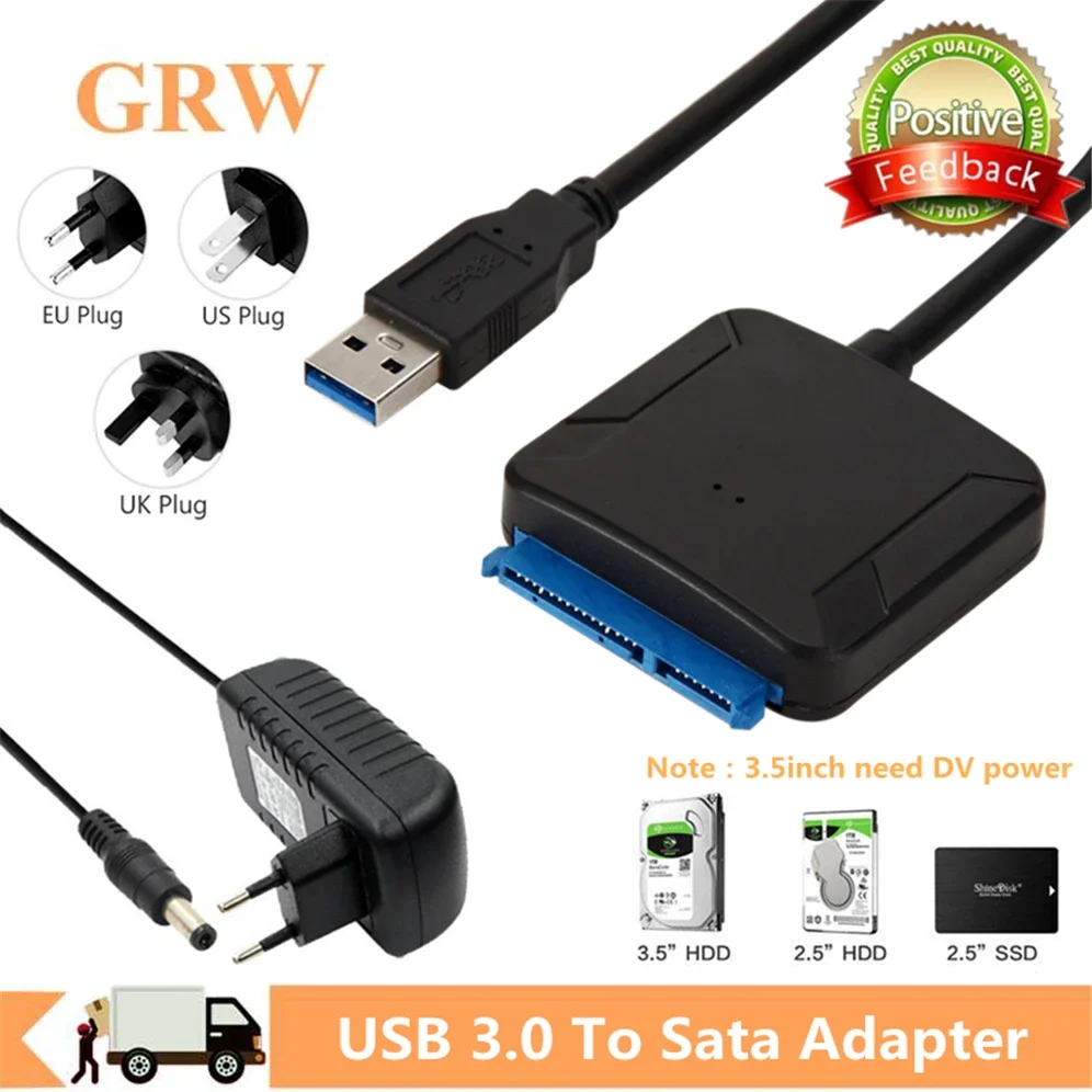 Grwibeou usb 3.0 para cabo sata iii para adaptador usb conversor cabos suporte 2.5/3.5 Polegada ssd externo hdd adaptador disco rígido