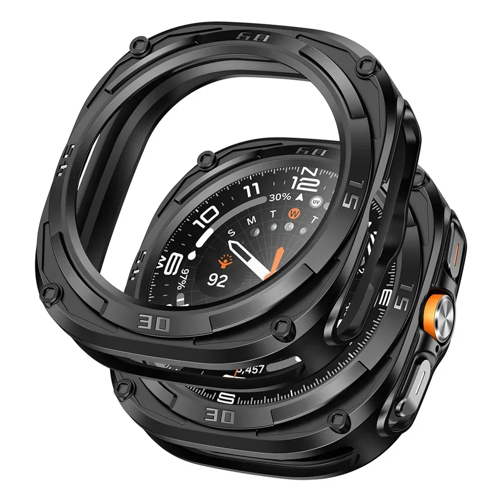 Película protetora de tela para Samsung Galaxy Watch Ultra, capa de 47mm, acessórios, moldura rígida de PC, protetor de impacto, capa para Galaxy Watch Ultra.
