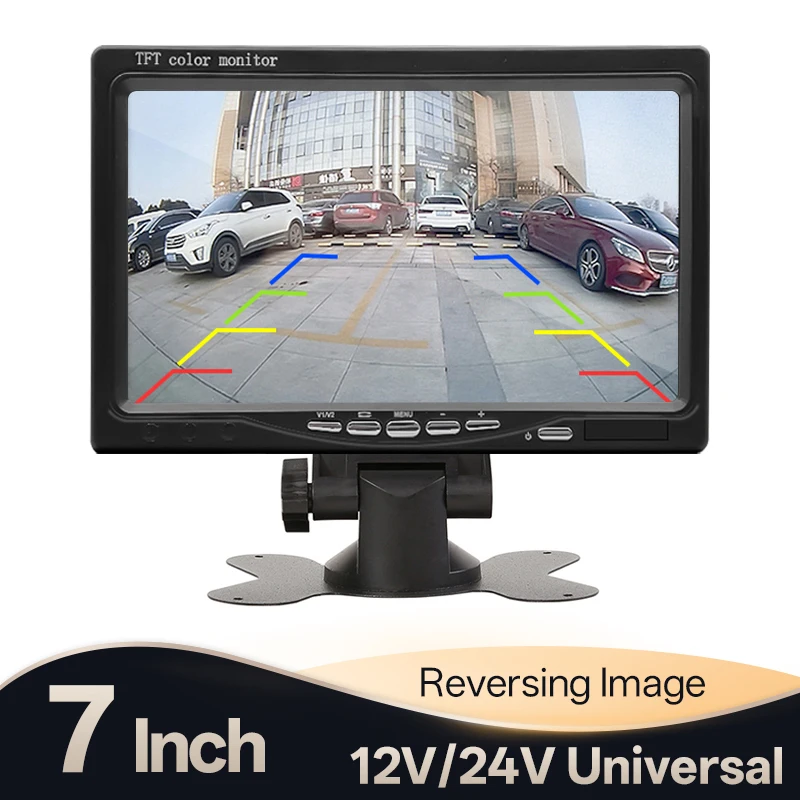 Hippcron tela monitor de carro de 7 polegadas entrada de vídeo bidirecional tft hd digital para câmera de visão traseira estacionamento backup reverso