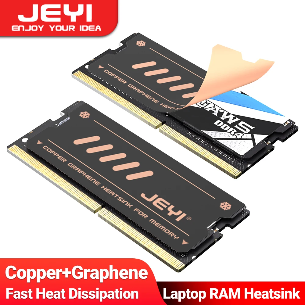 Jeyi dissipador de calor ram para laptop, grafeno de camada dupla e design de folha de cobre, radiador de memória para ddr5 ddr4 ddr3 ddr2
