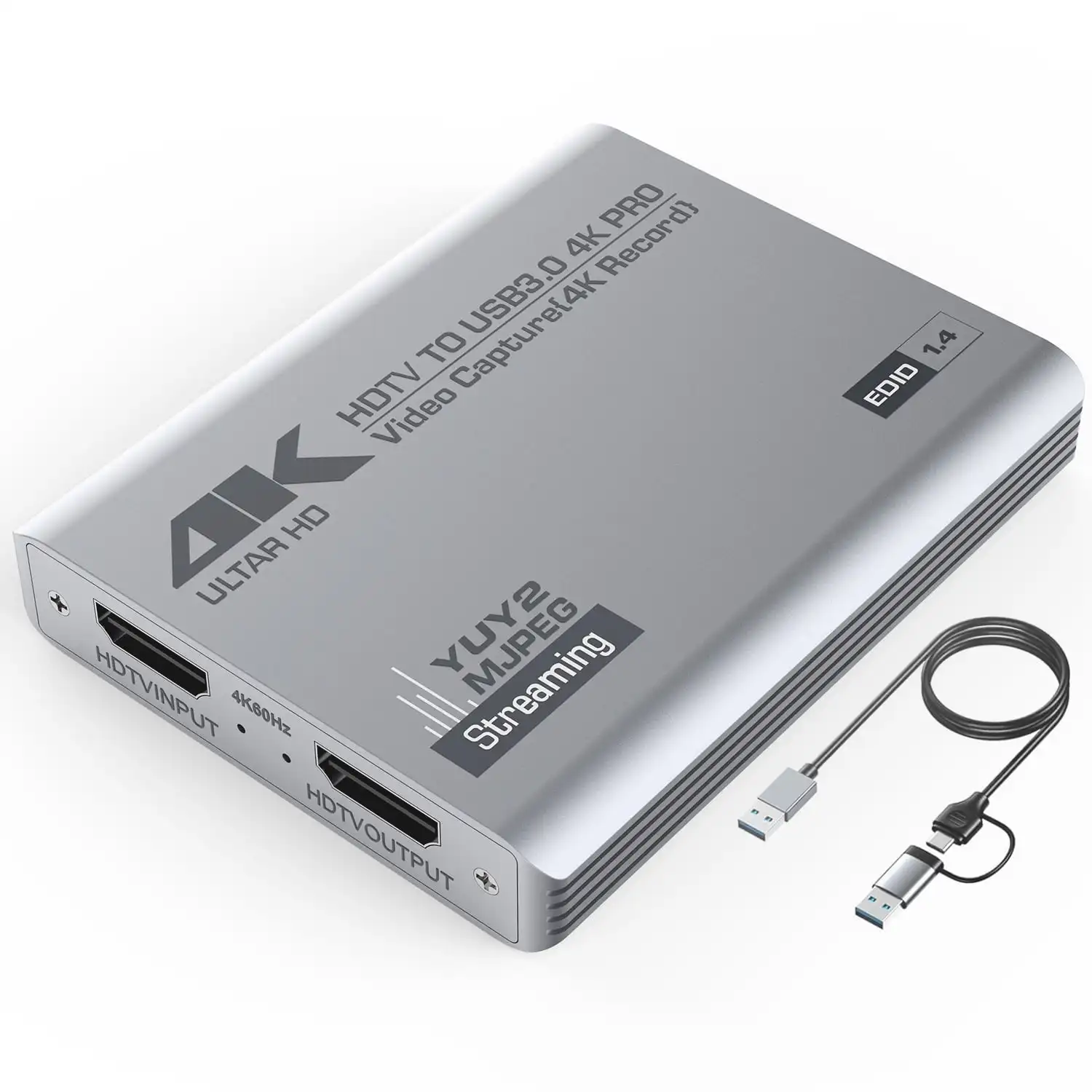 Placa de captura de vídeo USB 3.0 4K HDTV com loop-out 1080P 60FPS captura de áudio e vídeo para PS5, Switch, Xbox, câmera, PC, OBS