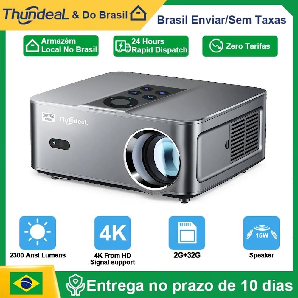 Projetor ThundeaL Full HD 1080P 4K TD98W Mini Portátil Android WiFi 2G LED TD98 Mini Projetor de Feixe 3D TV Home Theater Cinema