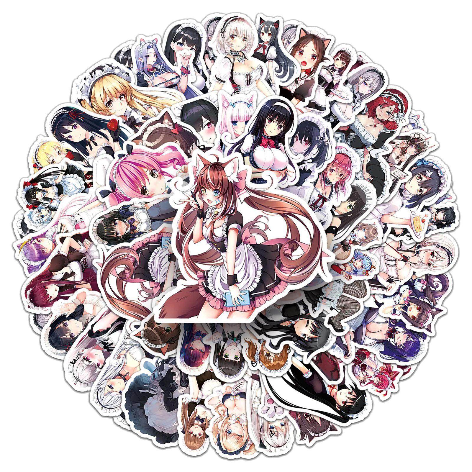 10/50 Peças Adesivos de Anime e Desenhos Animados de Empregada Doméstica, Fofos e Bonitos, para Computador, Graffiti, Mala, Caderno, Decoração DIY e Brinquedo
