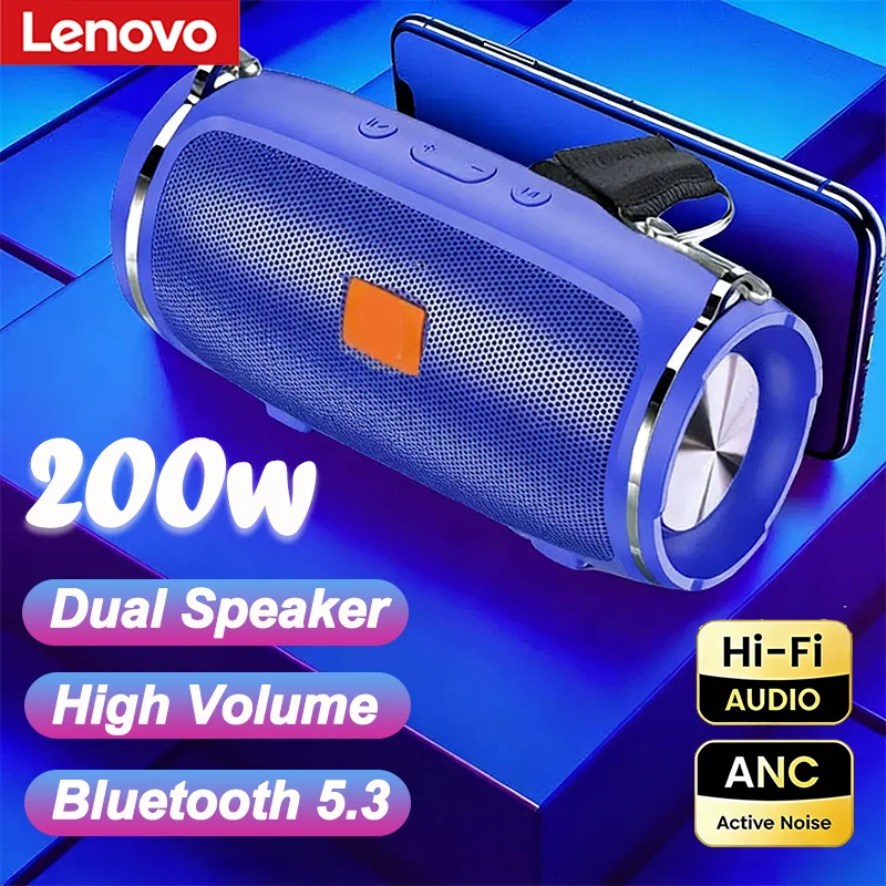 Caixa de Som Bluetooth Sem Fio Lenovo TF USB Portátil com Alto-falantes Duplos Estéreo para Reprodução Externa e Subwoofer