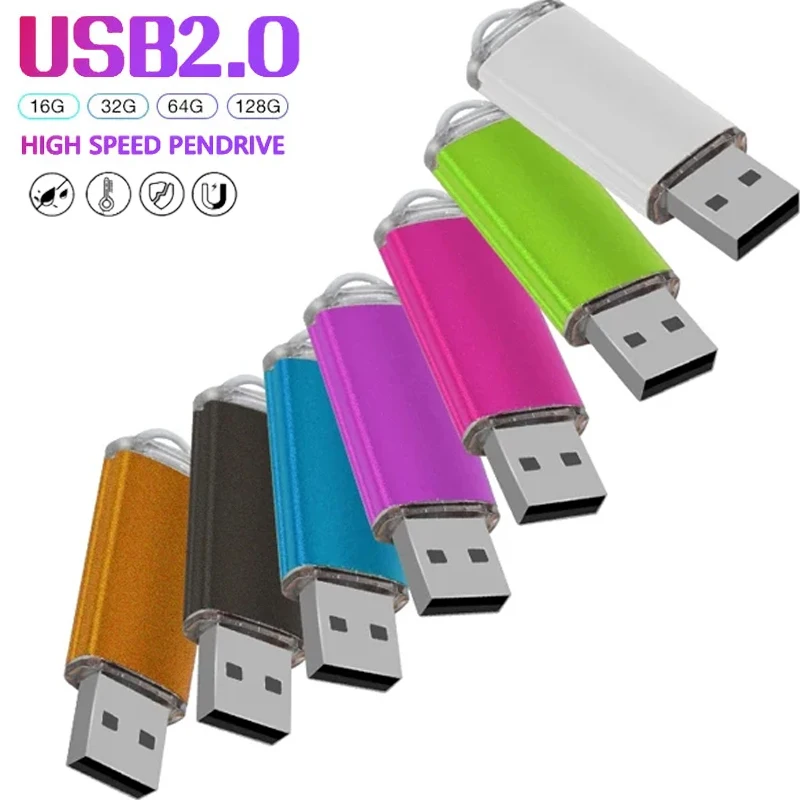 Unidade flash usb de metal, 128gb, 64gb, 32gb, alta velocidade, 16gb, 8gb, 4gb, memória flash, pen drive, 128mb, pendrive 2.0, vah kem usb