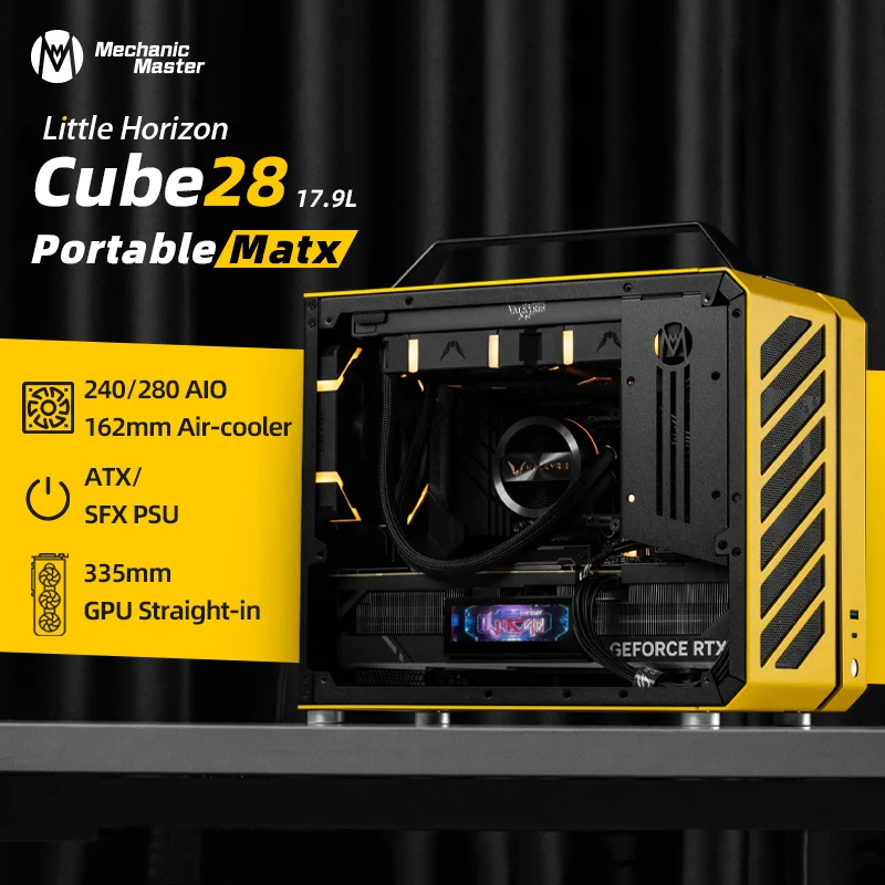 Mecânico mestre c28 caixa de computador liga de alumínio pequeno horizonte itx matx placa-mãe torre refrigerador de água portátil mini pc caso
