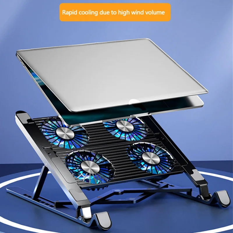 Novo portátil cooler base suporte dobrável almofada de resfriamento portátil ajustável notebook suporte para 13-17.3 Polegada com 4 ventiladores