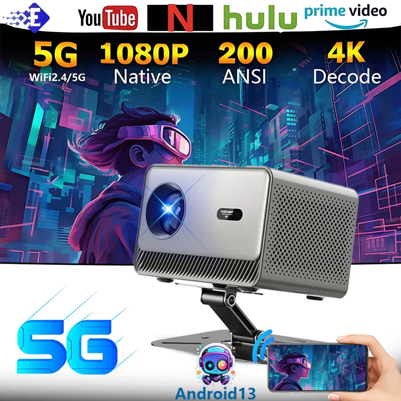 Projetor de cinema em casa 4k uhd, 30000 lúmens, foco a laser, android 12, wi-fi, 1080p, full hd, para netflix m10 plus