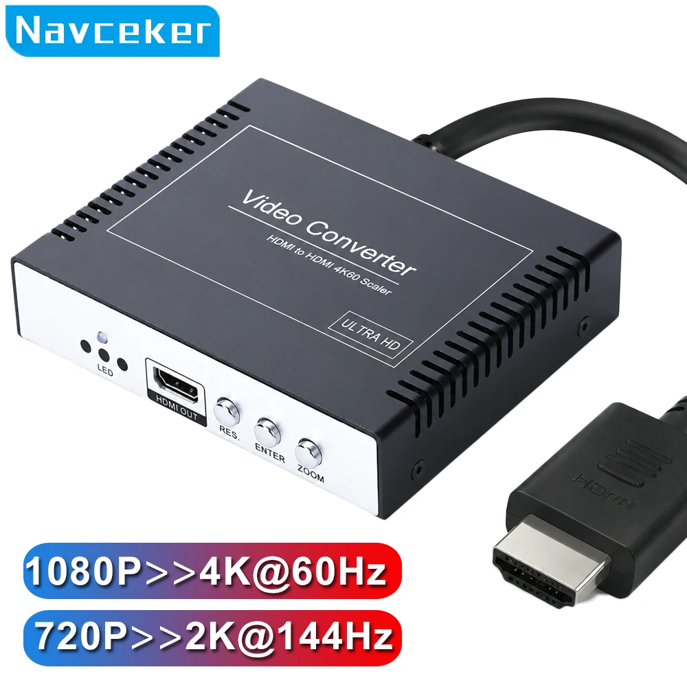 Navceker 4K Gamer Pro HDMI 4K Upscaler 1080p para 4K @60Hz, Aprimorador de Console de Videogame sem Latência, Upscale para Nintendo Switch