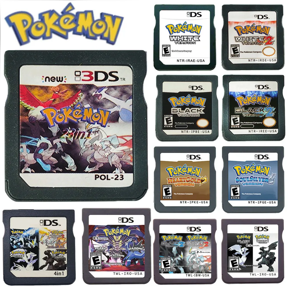 Novo Jogo DS Pokémon, Cartão de Memória da Série 23 em 1 para Console de Videogame 3DS, Versão em Inglês (Cartão R4)